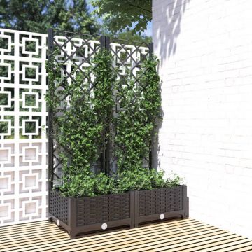 vidaXL Jardinieră de grădină cu spalier negru, 80x40x121,5 cm, PP