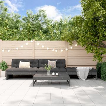 vidaXL Set mobilier grădină cu perne, 4 piese, gri, lemn masiv
