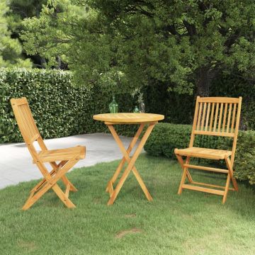 vidaXL Set mobilier grădină pliabil, 3 piese, lemn masiv acacia