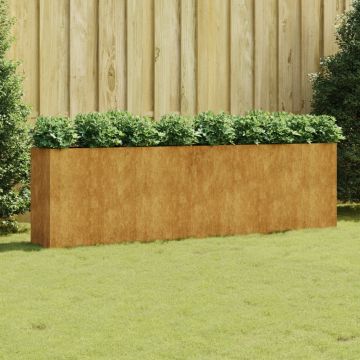 vidaXL Strat înălțat de grădină, 280x40x80 cm, oțel corten
