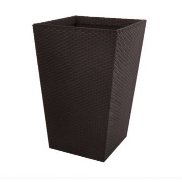 Ghiveci Keter Rattan Planter S, plastic, gri antracit, 28,5 x 28,5 x 43,5 cm