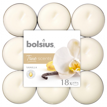 Set 18 lumanari parfumate tip pastila Bolsius, crem, vanilie