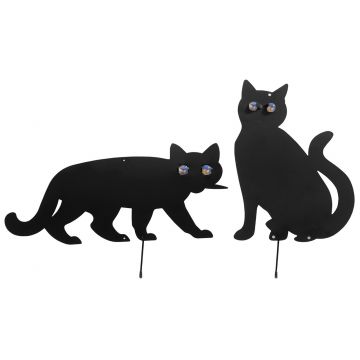 Set 2 decoratiuni pentu gradini, Maximex, Cats, fier/sticla, negru