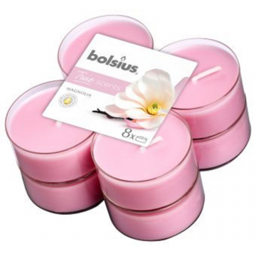 Set 8 lumanari parfumate tip pastila maxi Bolsius, roz, magnolie