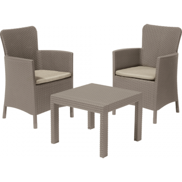 Set mobilier de gradina/balcon, 3 piese, Keter Salvador, plastic, 2 scaune 62 x 60 x 89 cm, masa 59 x 59 x 43 cm, gri cappuccino