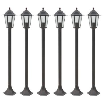 Stâlp iluminare grădină 6 buc. bronz 110 cm aluminiu E27