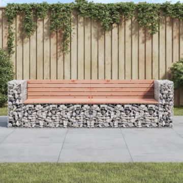vidaXL Bancă de grădină cu gabion, 244x71x65,5 cm, lemn masiv Douglas