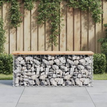 vidaXL Bancă de grădină, design gabion, 103x31,5x42 cm, lemn masiv pin