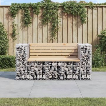 vidaXL Bancă de grădină, design gabion, 143x71x65,5cm, lemn masiv pin