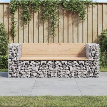 vidaXL Bancă de grădină, design gabion, 184x71x65,5 cm, lemn masiv pin