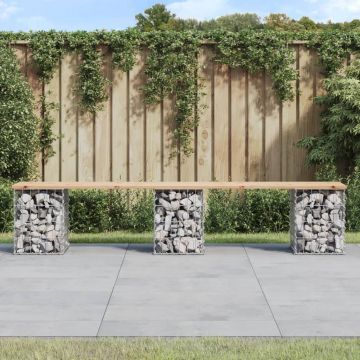 vidaXL Bancă de grădină, design gabion, 203x31x42cm, lemn masiv de pin