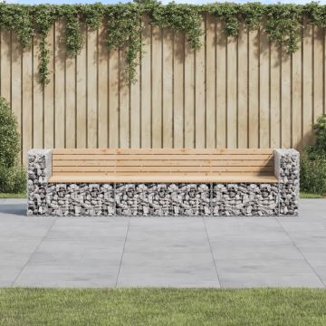 vidaXL Bancă de grădină, design gabion, 287x71x65,5cm, lemn masiv pin