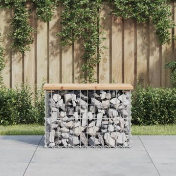 vidaXL Bancă de grădină, design gabion, 63x31,5x42 cm, lemn masiv pin