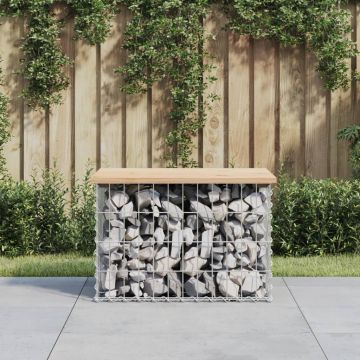 vidaXL Bancă de grădină, design gabion, 63x44x42 cm, lemn masiv de pin
