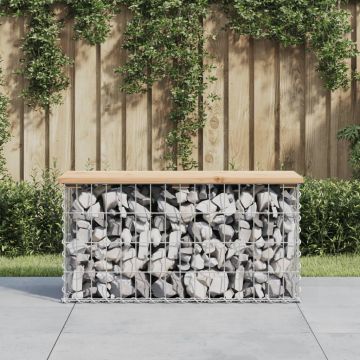 vidaXL Bancă de grădină, design gabion, 83x31,5x42 cm, lemn masiv pin