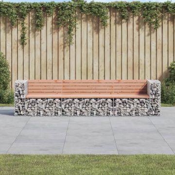 vidaXL Bancă de grădină tip gabion 287x71x65,5 cm, lemn masiv Douglas
