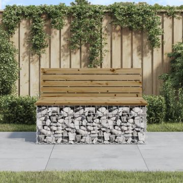 vidaXL Bancă grădină, design gabion, 103x70x65 cm, lemn pin impregnat