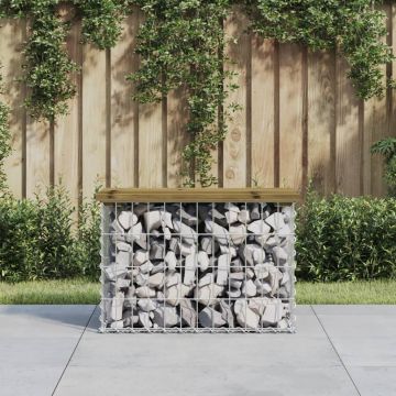 vidaXL Bancă grădină, design gabion, 63x31,5x42 cm, lemn pin impregnat