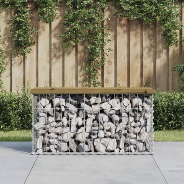 vidaXL Bancă grădină, design gabion, 83x31,5x42 cm, lemn pin impregnat
