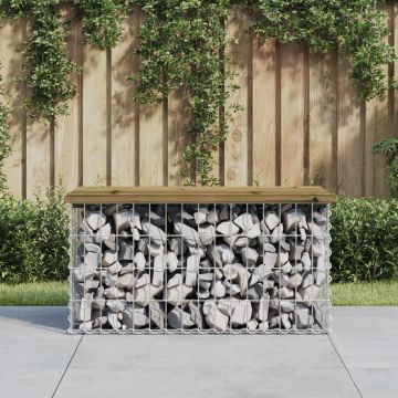 vidaXL Bancă grădină, design gabion, 83x44x42 cm, lemn pin impregnat