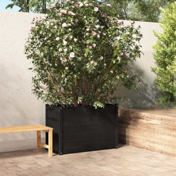 vidaXL Jardinieră de grădină, negru, 100x50x70 cm, lemn masiv de pin