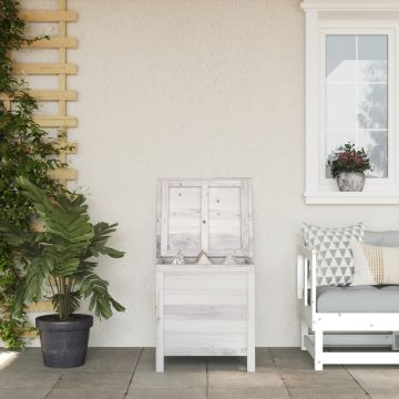 vidaXL Ladă depozitare de grădină alb 50x49x56,5 cm lemn masiv de brad