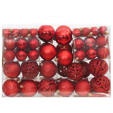 vidaXL Set globuri de Crăciun 111 buc., roșu, polistiren
