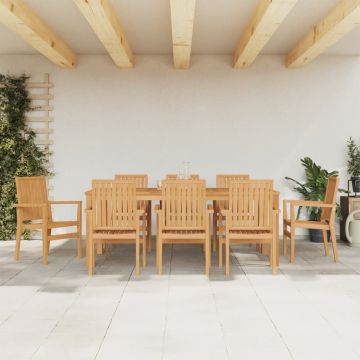 vidaXL Set mobilier de grădină, 9 piese, lemn masiv de tec