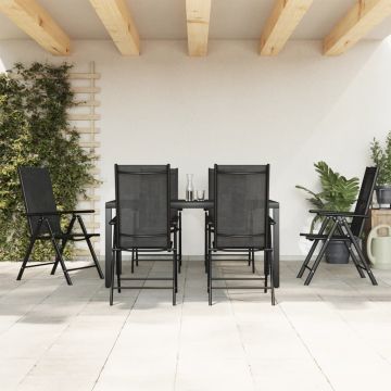vidaXL Set mobilier pentru grădină, 7 piese, negru, aluminiu