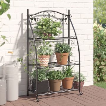 vidaXL Suport pentru flori, negru, 56x30x96 cm, oțel
