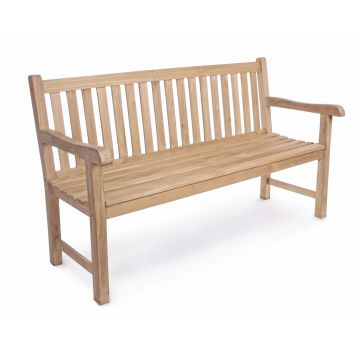 Banca pentru gradina / terasa, din lemn de tec, Linda Natural, l150xA66xH90 cm