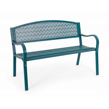 Banca pentru gradina / terasa, din metal, Lizette Petrol Mat, l123xA55xH84 cm