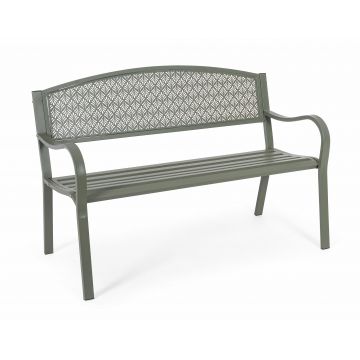 Banca pentru gradina / terasa, din metal, Lizette Verde Olive Mat, l123xA55xH84 cm