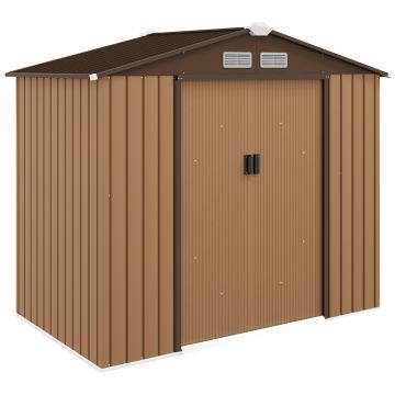Casuta pentru Gradina, sopron pentru Unelte, magazie din Lamiera de Otel, pentru depozitare si organizare 213x127x185cm Outsunny | Aosom RO