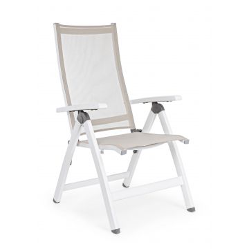 Fotoliu fix pentru gradina / terasa, din aluminiu si material textil, Cruise Alb, l59xA71xH113 cm