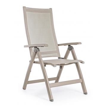 Fotoliu fix pentru gradina / terasa, din aluminiu si material textil, Victor Grej, l59xA71xH113 cm