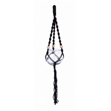 Ghiveci suspendabil din sticla, Peruvian Negru, Ø15xH84 cm