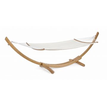 Hamac cu suport din lemn de eucalipt, Luxory Alb / Natural, L383xl89xH120 cm