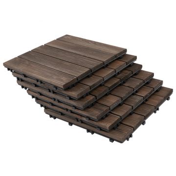 Outsunny dale exterior din lemn, 27 bucati, 30x30x2.5 cm maro  | Aosom Romania