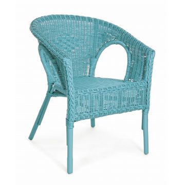 Scaun pentru gradina / terasa, din ratan si rachita, Alliss Bleu, l58xA61xH74 cm
