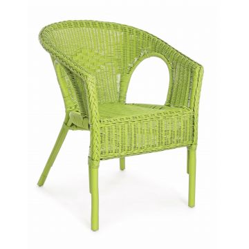 Scaun pentru gradina / terasa, din ratan si rachita, Alliss Lime, l58xA61xH74 cm