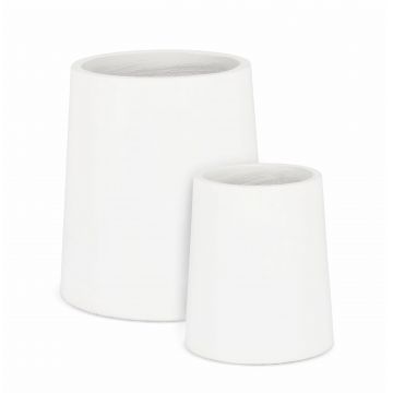 Set 2 ghivece din Fiberclay, Hoian Round Low Alb, Ø45xH50 / Ø31xH37 cm