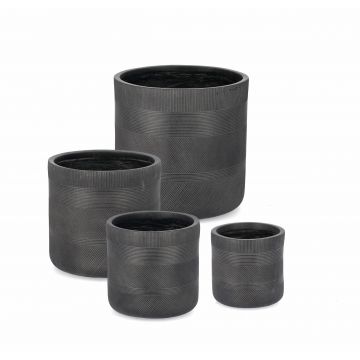 Set 4 ghivece din Fiberclay, Rigo Cyl Antracit, Ø43xH43 / Ø36xH36 / Ø30,5xH30 / Ø24,5xH24,5 cm