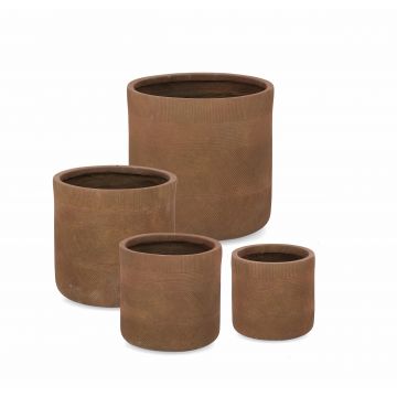 Set 4 ghivece din Fiberclay, Rigo Cyl Ruginiu, Ø43xH43 / Ø36xH36 / Ø30,5xH30 / Ø24,5xH24,5 cm
