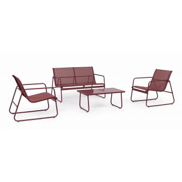 Set mobilier pentru gradina / terasa, Markus Burgundy, banca 2 locuri + 2 scaune + masa de cafea