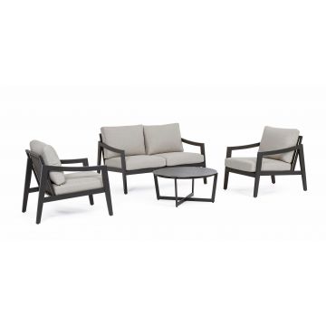 Set mobilier pentru gradina / terasa, Sirenus Gri Deschis / Antracit, canapea 2 locuri + 2 fotolii + masa de cafea