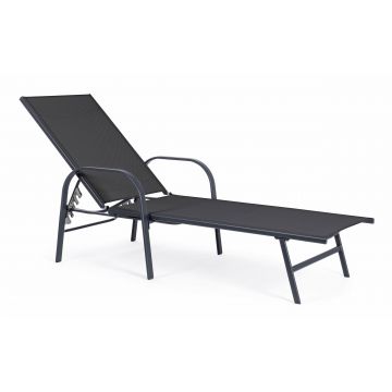 Sezlong pentru gradina / terasa, din metal si material textil, Arent Antracit, l69xA195xH95 cm