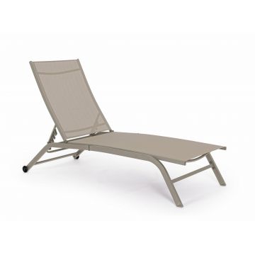Sezlong pentru gradina / terasa, din metal si material textil, Raul Grej, l63-68xA195xH101 cm