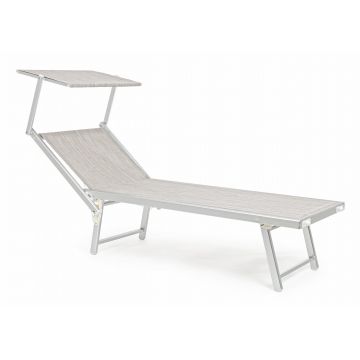 Sezlong pliabil pentru gradina / terasa, din aluminiu si material textil, Ocean Gri, l71xA186xH106,5 cm