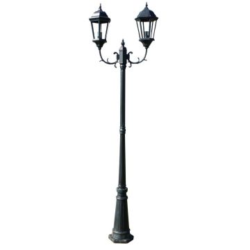 Stâlp lampă grădină 2 brațe verde inchis/negru 230 cm aluminiu